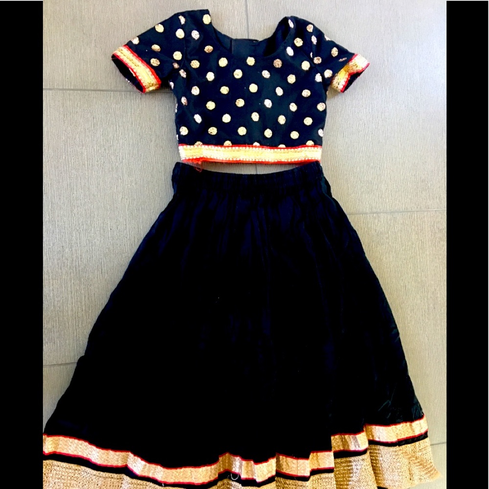 New black and gold Girls Lehenga/Lengha Choli